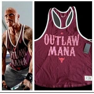 New Under Armour Men's Project Rock Outlaw Tank 1367120-626 Red/Venom Red Size M